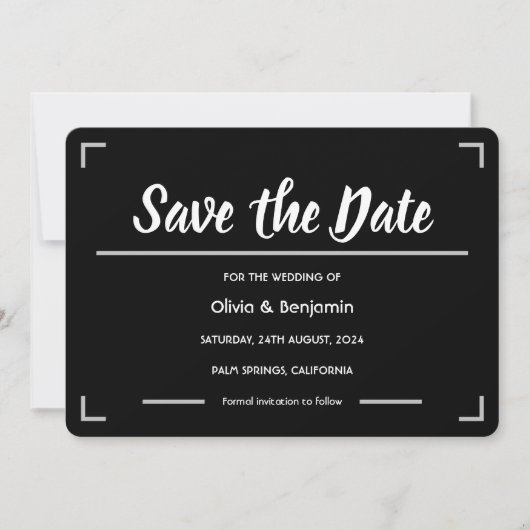 Eenvoudige zwart handgeschreven script bruiloft save the date (Voorkant)