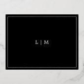 Eenvoudige zwart monogram bruiloft Folie behuizing Uitnodiging Briefkaart (Achterkant)