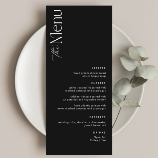 Eenvoudige zwart oud geld bruiloft menu