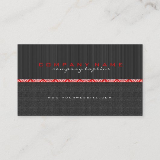 Eenvoudige zwart & rode strepen & linnen textuur visitekaartje (Voorkant)