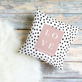 Eenvoudige zwart-roze LOVE |Laat ons iedereen waar Buitenkussen