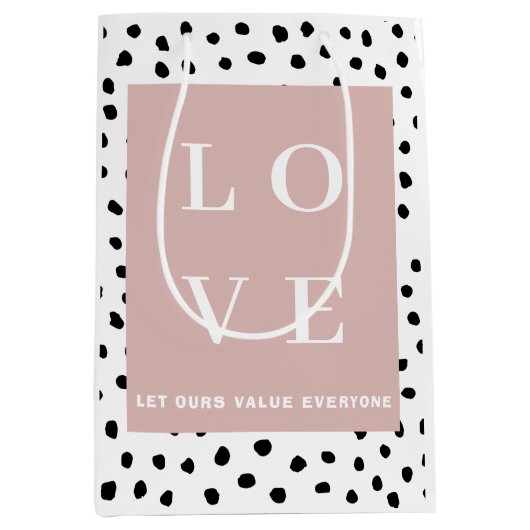 Eenvoudige zwart-roze LOVE |Laat ons iedereen waar Medium Cadeauzakje (Voorkant)