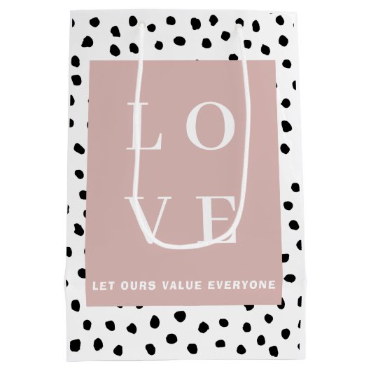 Eenvoudige zwart-roze LOVE |Laat ons iedereen waar Medium Cadeauzakje (Achterkant)