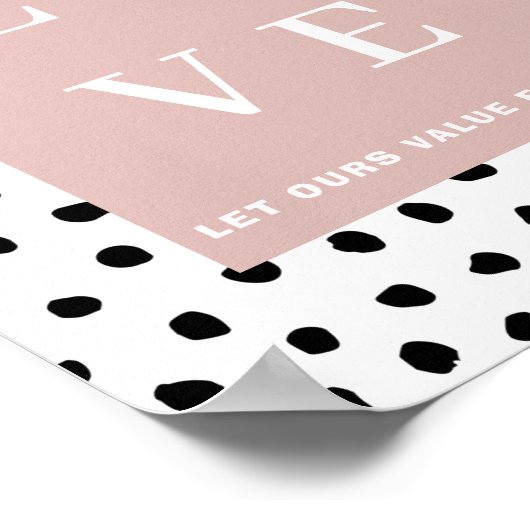 Eenvoudige zwart-roze LOVE |Laat ons iedereen waar Poster (Hoek)