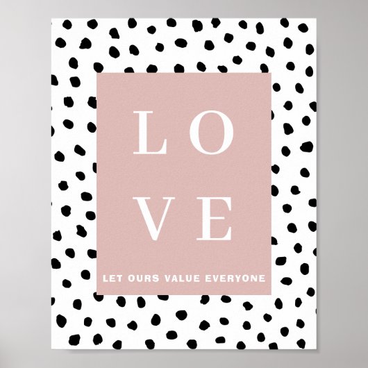 Eenvoudige zwart-roze LOVE |Laat ons iedereen waar Poster (Voorkant)