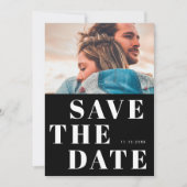 Eenvoudige zwart-wit 1 foto minimalistische bruilo save the date (Voorkant)