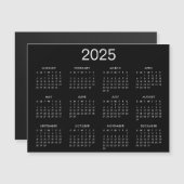 Eenvoudige zwart-wit 2025 kalender magneet (Voorkant / Achterkant)
