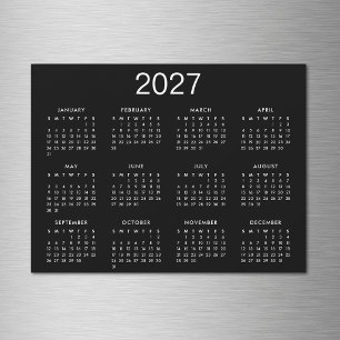 Eenvoudige zwart-wit 2027 kalender
