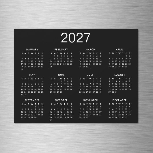 Eenvoudige zwart-wit 2027 kalender