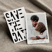 Eenvoudige zwart-wit 70s Retro Stripes bruiloft Save The Date