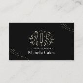 Eenvoudige Zwart wit aangepaste koken bakken bakke Visitekaartje (Voorkant)