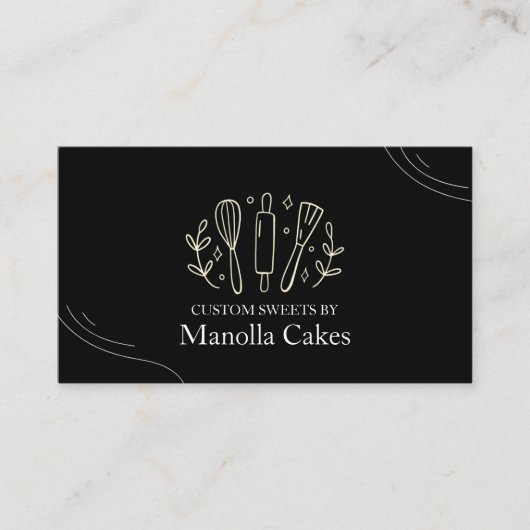 Eenvoudige Zwart wit aangepaste koken bakken bakke Visitekaartje (Voorkant)
