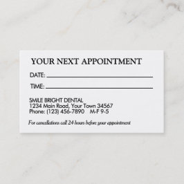 Eenvoudige zwart-wit afspraak kaart visitekaartje