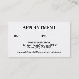 Eenvoudige zwart-wit afspraak kaart visitekaartje