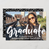 Eenvoudige zwart-wit Afstudeerder aankondiging w / (Voorkant / Achterkant)