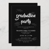 Eenvoudige Zwart & Wit Afstudeerder Pet Graduation Kaart (Voorkant / Achterkant)