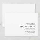 Eenvoudige zwart-wit afstudeerfeest kaart (Voorkant / Achterkant)