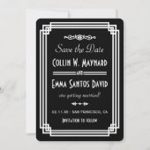 Eenvoudige Zwart-Wit Art Deco Bewaar de Datum Save The Date (Voorkant)