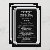 Eenvoudige zwart-wit Art Deco bruiloft programma's (Voorkant / Achterkant)