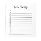 Eenvoudige zwart-wit beklede checklist om te doen notitieblok (Voorkant)