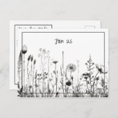 Eenvoudige Zwart-Wit Bewaar de Datum Feestdagenkaart (Voorkant / Achterkant)