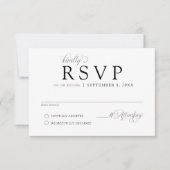 Eenvoudige Zwart & Wit  Bloemen Formele Bruiloft RSVP Kaartje (Voorkant)