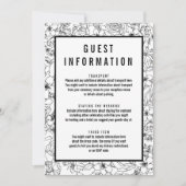 Eenvoudige zwart-wit bloemengast info insert kaart (Voorkant)