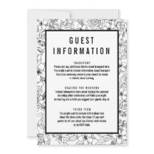 Eenvoudige zwart-wit bloemengast info insert