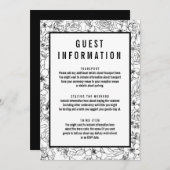 Eenvoudige zwart-wit bloemengast info insert kaart (Voorkant / Achterkant)