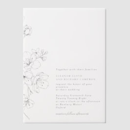 Eenvoudige Zwart & Wit Bloesem Bloemen Huwelijk Vellum Uitnodigingen