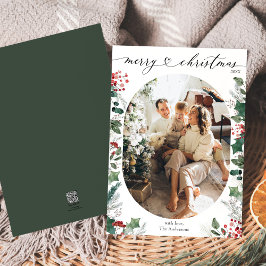 Eenvoudige zwart wit botanische foto kerst Kaart