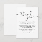 Eenvoudige Zwart-Wit Bruidsfeestje Bedankkaart (Voorkant / Achterkant)