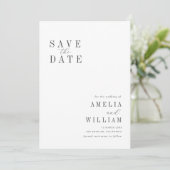 Eenvoudige zwart-wit bruiloft Bewaar de datum Save The Date (Staand voorkant)