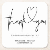 Eenvoudige zwart-wit bruiloft Dank u Onderzetters (Voorkant)