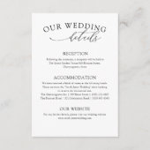 Eenvoudige zwart-wit bruiloft details informatiekaartje (Voorkant)