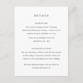 Eenvoudige zwart-wit bruiloft details informatiekaartje (Voorkant)