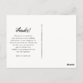 Eenvoudige zwart wit bruiloft foto dank u briefkaart (Achterkant)