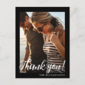 Eenvoudige zwart wit bruiloft foto dank u briefkaart (Voorkant)