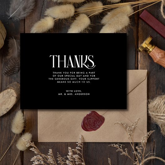 Eenvoudige zwart wit bruiloft foto dank u kaart