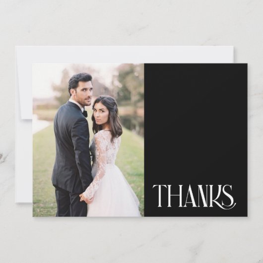 Eenvoudige zwart wit bruiloft foto dank u kaart (Voorkant)