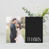Eenvoudige zwart wit bruiloft foto dank u kaart (Staand voorkant)