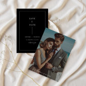 Eenvoudige zwart-wit bruiloft foto overlay save the date