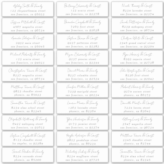 Eenvoudige zwart & wit bruiloft gastnamen Adres Sticker (Voorkant)