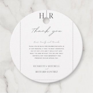 Eenvoudige zwart-wit bruiloft gunst label