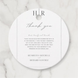 Eenvoudige zwart-wit bruiloft gunst label