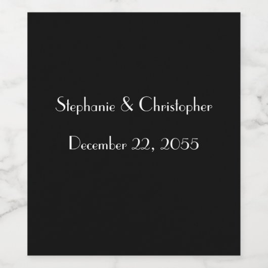 Eenvoudige zwart-wit bruiloft gunst wijn etiket (Enkel label)