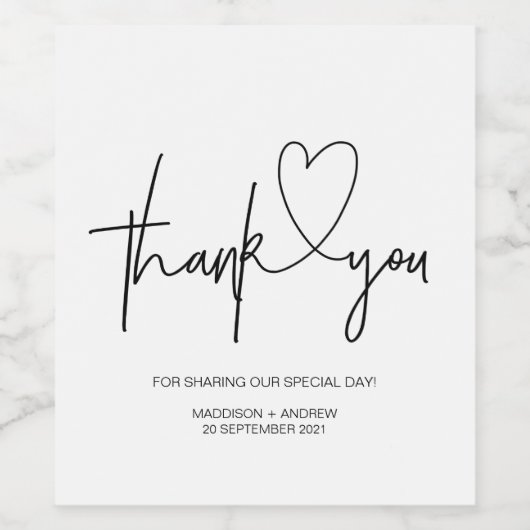 Eenvoudige zwart-wit bruiloft gunst wijn labels wijn etiket (Enkel label)