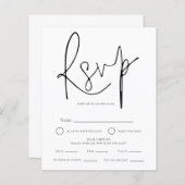 Eenvoudige zwart wit bruiloft maaltijd keuze RSVP (Voorkant / Achterkant)