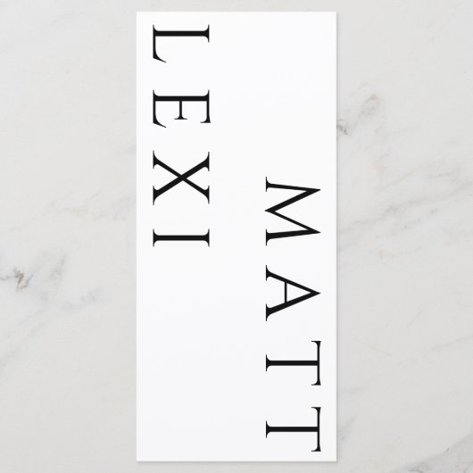 Eenvoudige zwart-wit bruiloft menu Kaart (Achterkant)