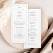 Eenvoudige zwart-wit bruiloft monogram ceremonie programmakaart